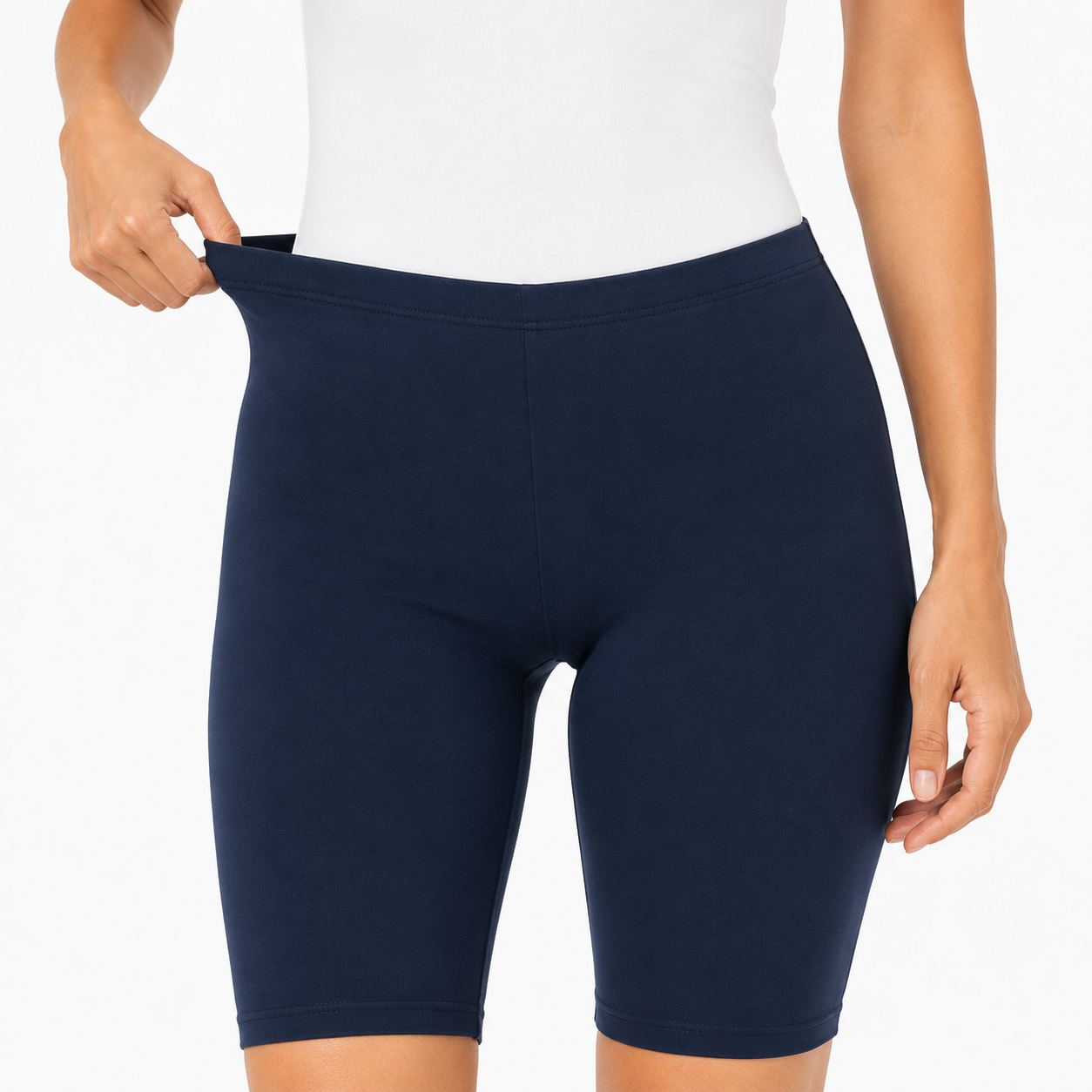 Granatowe legginsy damskie Classic z gumą w pasie - obrazek 4