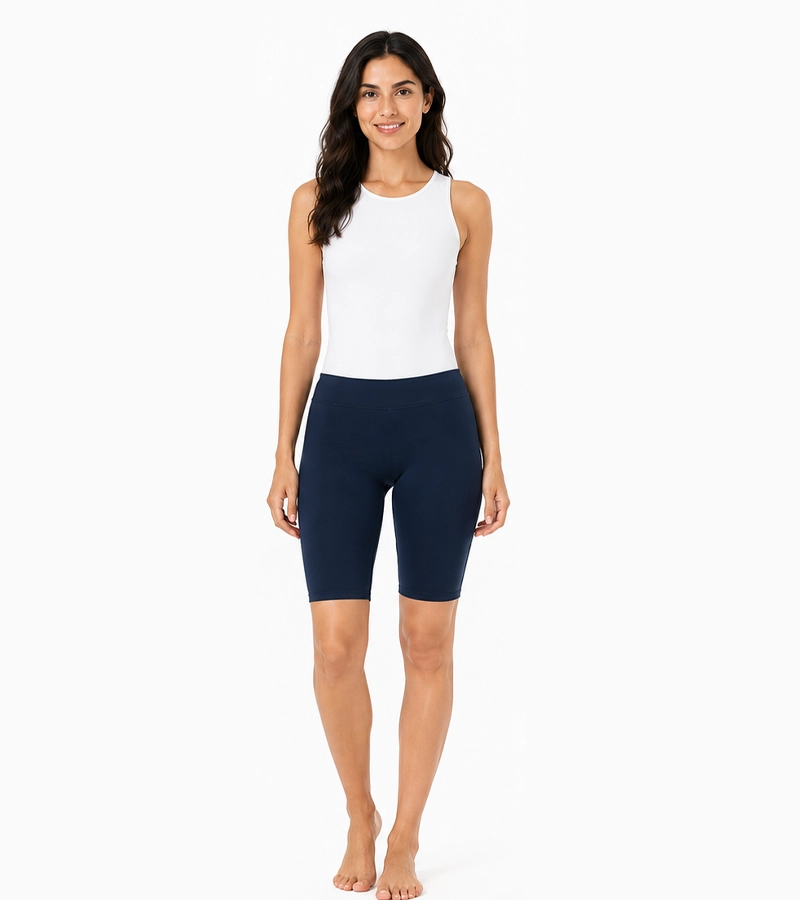 Granatowe legginsy damskie Classic z gumą w pasie - obrazek 2
