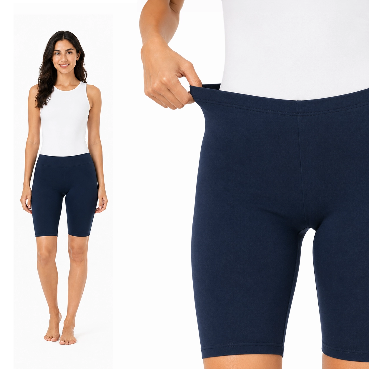 Legginsy damskie classic z gumą w pasie granatowe