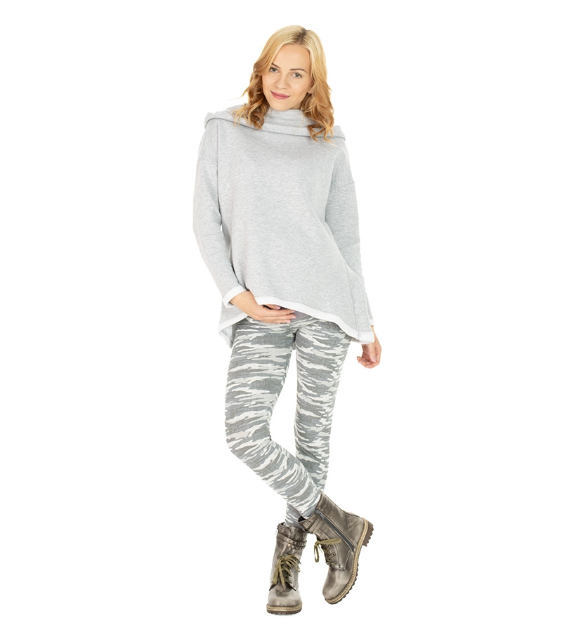 Legginsy ciążowe długie Evelyn – moro w odcieniach szarości