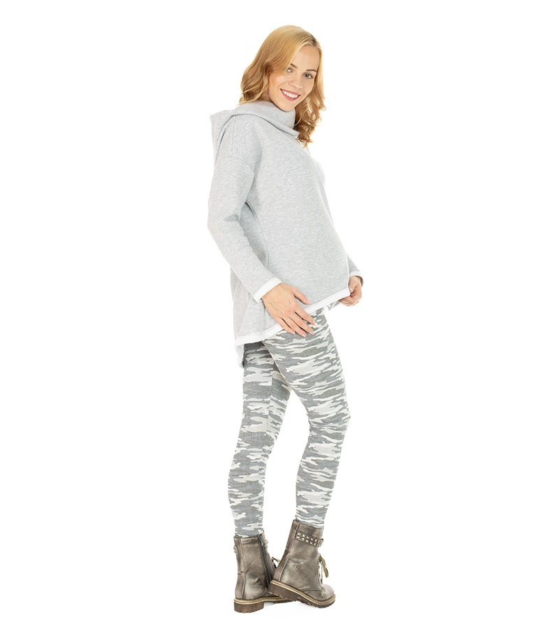 Legginsy ciążowe długie Evelyn – moro w odcieniach szarości