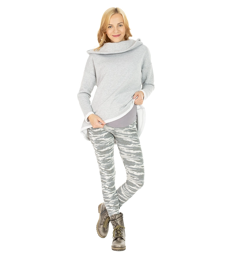 Legginsy ciążowe długie Evelyn – moro w odcieniach szarości