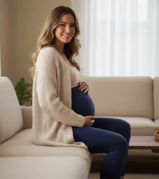 Kryjące legginsy ciążowe, granatowe Exclusive Bensini®