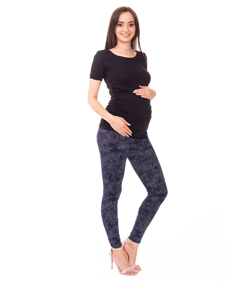 Legginsy ciążowe Lais – granatowe ze wzorem