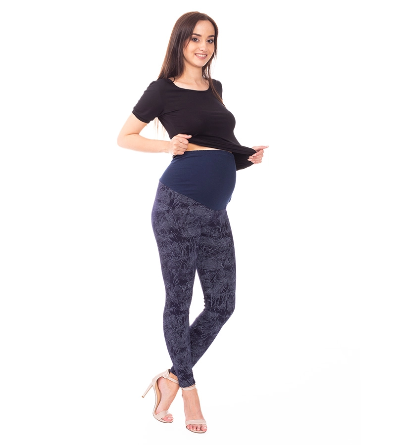 Legginsy ciążowe Lais – granatowe ze wzorem