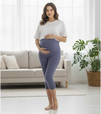 Legginsy ciążowe rybaczki jeans melanż Bensini