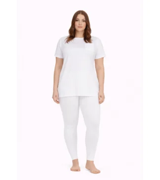 Legginsy damskie Plus Size z gumą w pasie – białe