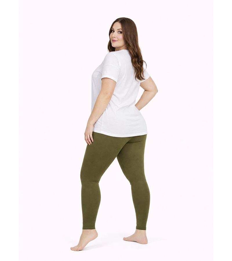 Legginsy Damskie Plus Size z gumą w pasie – oliwkowe