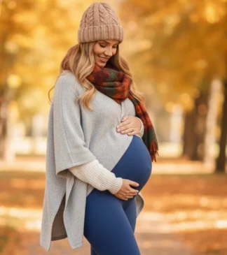 Ocieplane legginsy ciążowe w kolorze indygo Bensini
