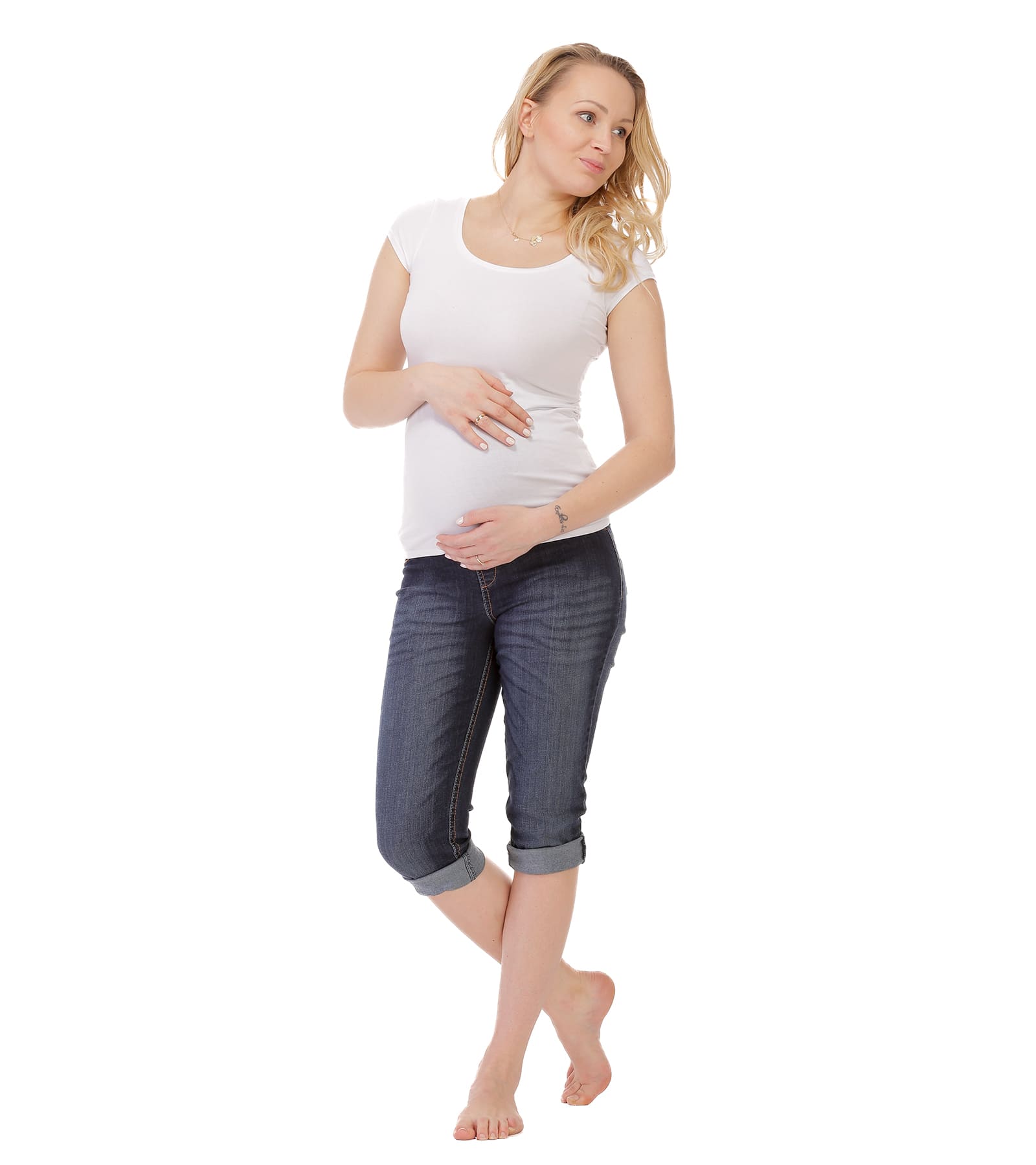 Spodnie ciążowe rybaczki jeansowe granatowe Sylwia Bensini