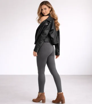 ocieplane legginsy damskie z kieszeniami w odcieniu fumo Bensini®