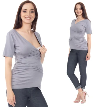 bluzka ciążowa i karmienia daria szara stalowa bensini