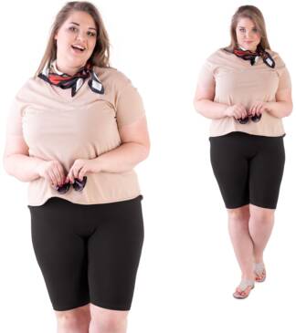 Czarne Krótkie legginsy plus size z wysokim stanem BENSINI