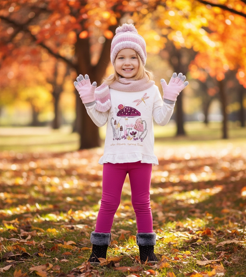 Ocieplane legginsy dziewczęce w kolorze amarantowym Bensini