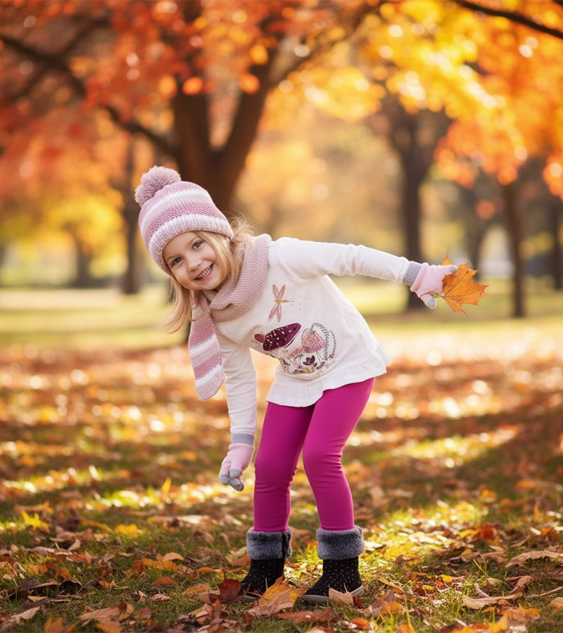 Ocieplane legginsy dziewczęce w kolorze amarantowym Bensini