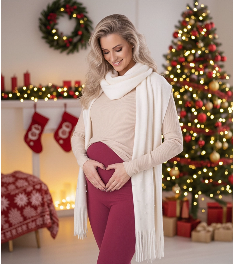 Ocieplane legginsy ciążowe bordowe Bensini