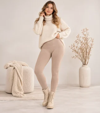 Legginsy ocieplane damskie jasny beż – BENSINI®