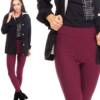 zimowe ocieplane legginsy damskie bordowe