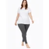 Legginsy damskie Plus Size z gumą w pasie – grafit melanż