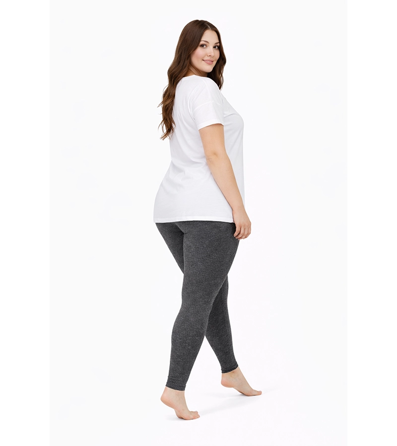Legginsy damskie Plus Size z gumą w pasie – grafit melanż