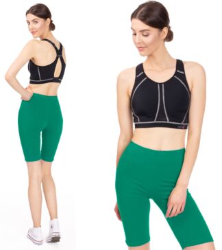 Malachitowe krótkie legginsy damskie typu kolarka przed kolano Bensini