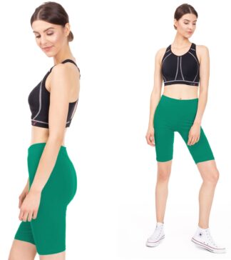 Malachitowe krótkie legginsy damskie typu kolarka przed kolano Bensini
