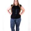 Legginsy damskie plus size nadruk niebieskie kwiaty na granatowym tle Model Sandra Bensini