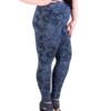 Legginsy damskie plus size nadruk niebieskie kwiaty na granatowym tle Model Sandra Bensini