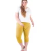 Legginsy damskie rybaczki plus size musztardowe Bensini