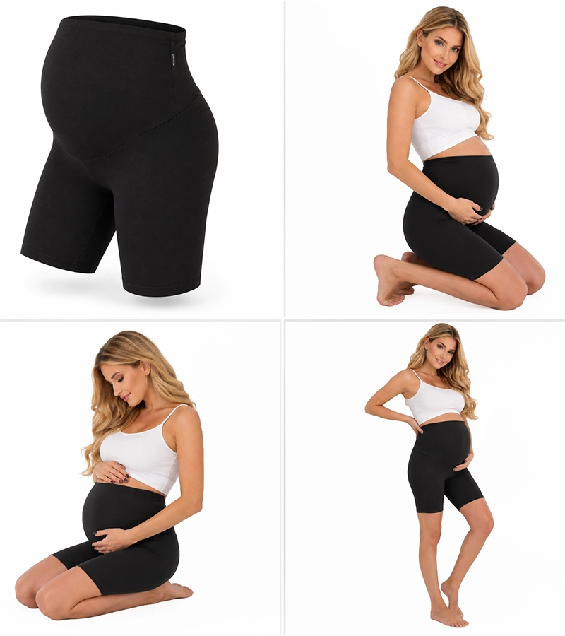 Krótkie legginsy ciążowe kolarzówki czarne Bensini®