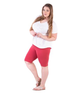 Bensini krótkie czerwone legginsy plus size