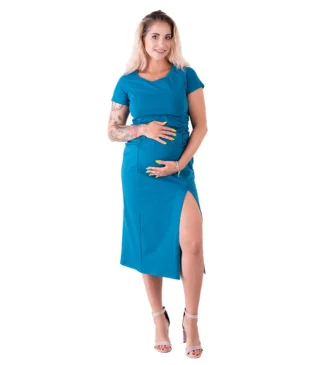 Bensini Sukienka ciążowa Gaya bawełna w kolorze petrol