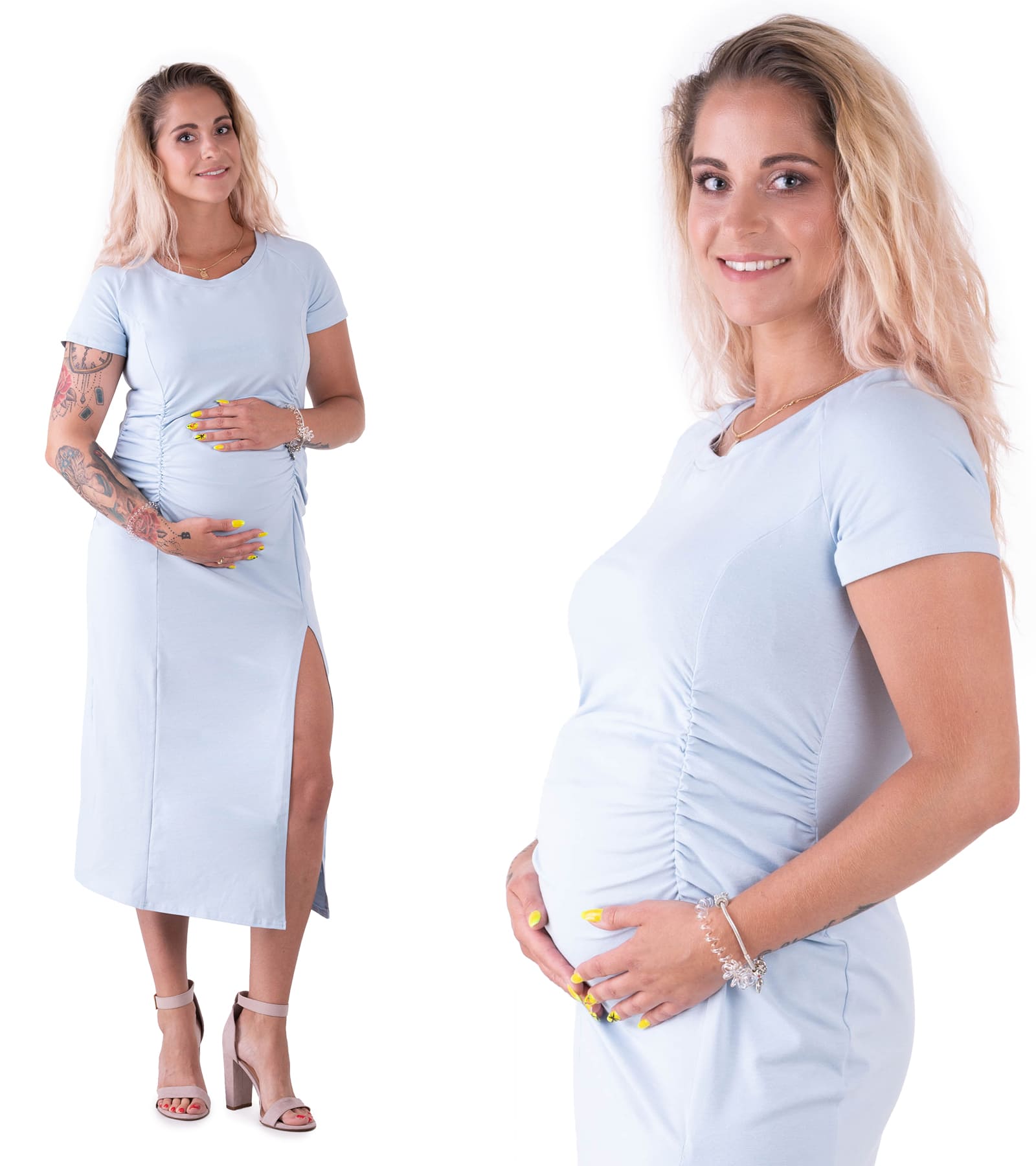 Bensini Sukienka ciążowa Gaya w kolorze babyblue