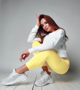 Bensini Żółte legginsy plus size z wysokim stanem