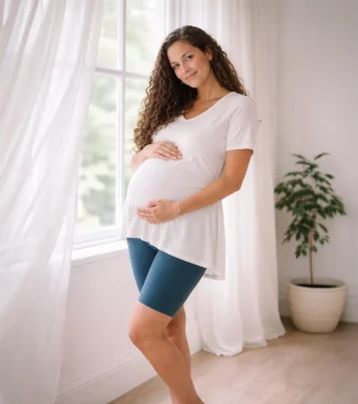 Krótkie legginsy ciążowe Bensini® petrol