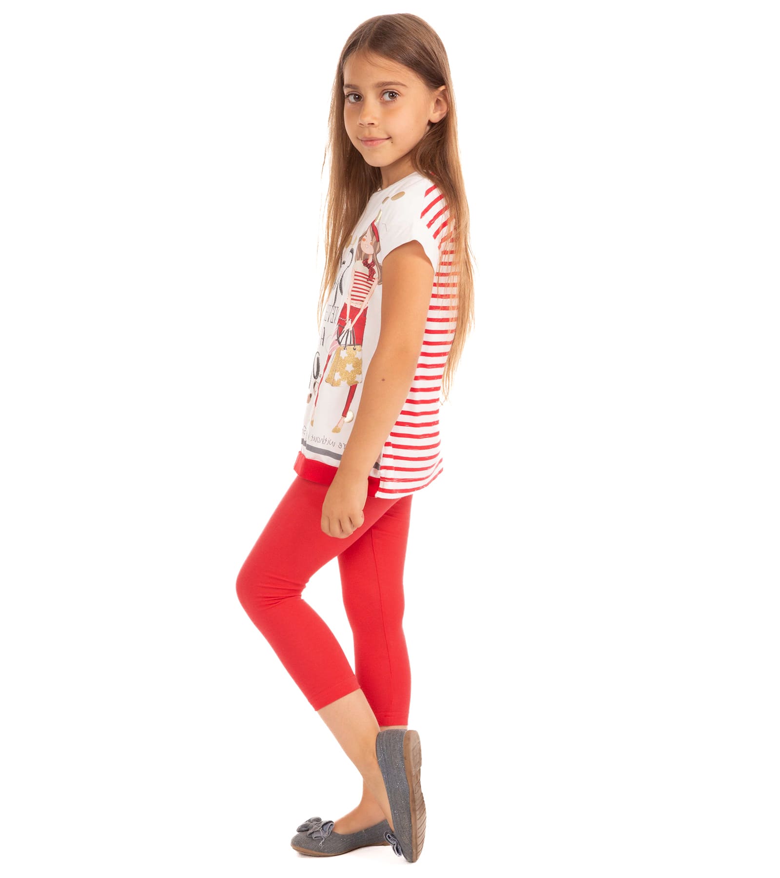 Czerwone legginsy dziecięcy długie z gumką w pasie Bensini