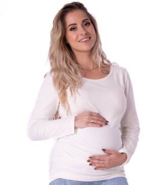Bensini bluzka ciążowa koszulka ciążowa z długim rękawem Ecru Polina
