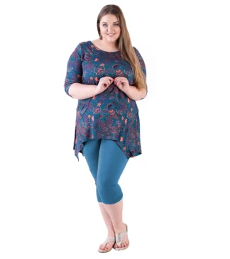 Legginsy rybaczki z wysokim stanem Plus Size Petrol Bensini®