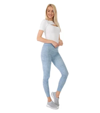 Legginsy damskie wzorzyste nadruk jasny jeans Amber