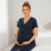 Koszula nocna ciążowa i do karmienia rozpinana na napy - granatowa