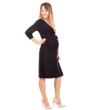 Czarna sukienka ciążowa o klasycznym ołówkowym kroju Blanka