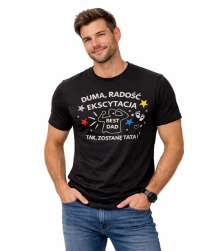 Koszulka T-shirt Męski dla Przyszłego Taty – Duma, Radość, Ekscytacja!