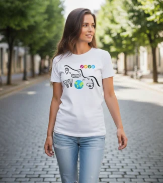 Biały t-shirt - koszulka damska podróżnicza z kolekcji World Travel 2026 Bensini®