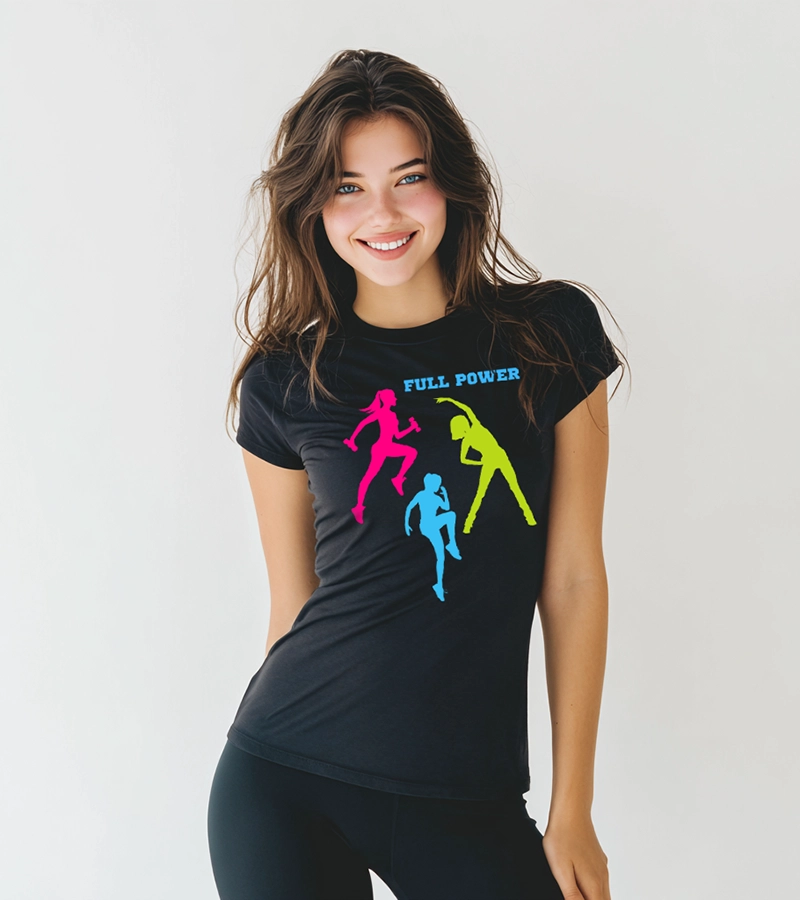 Full Power – czarna koszulka damska sportowa