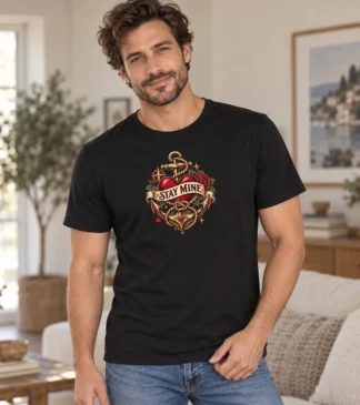 Czarny t-shirt męski z nadrukiem - Stay True