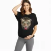 Czarna bluza damska z nadrukiem pantery Bensini®