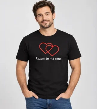 T-shirt męski „Razem to ma sens” – czarny