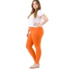 Bensini pomarańczowe legginsy plus size, długie