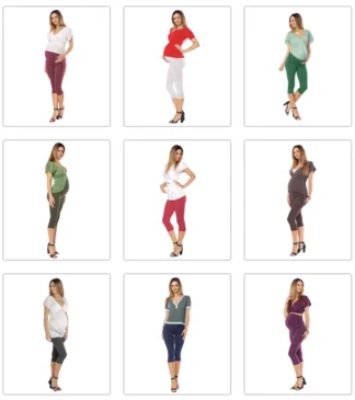 Rybaczki legginsy ciążowe Bensini - bordo, szary melanż, malachit, oliwka, czerwony, brąz, grafit, granat, cyklamen