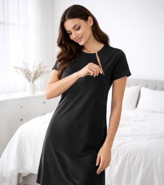 koszula do karmienia na zamek Magnum czarna – dostęp do karmienia